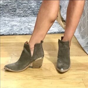 JEFFREY CAMPBELL CROMWELL SUEDE CUTOUT BOOTIES 7.5